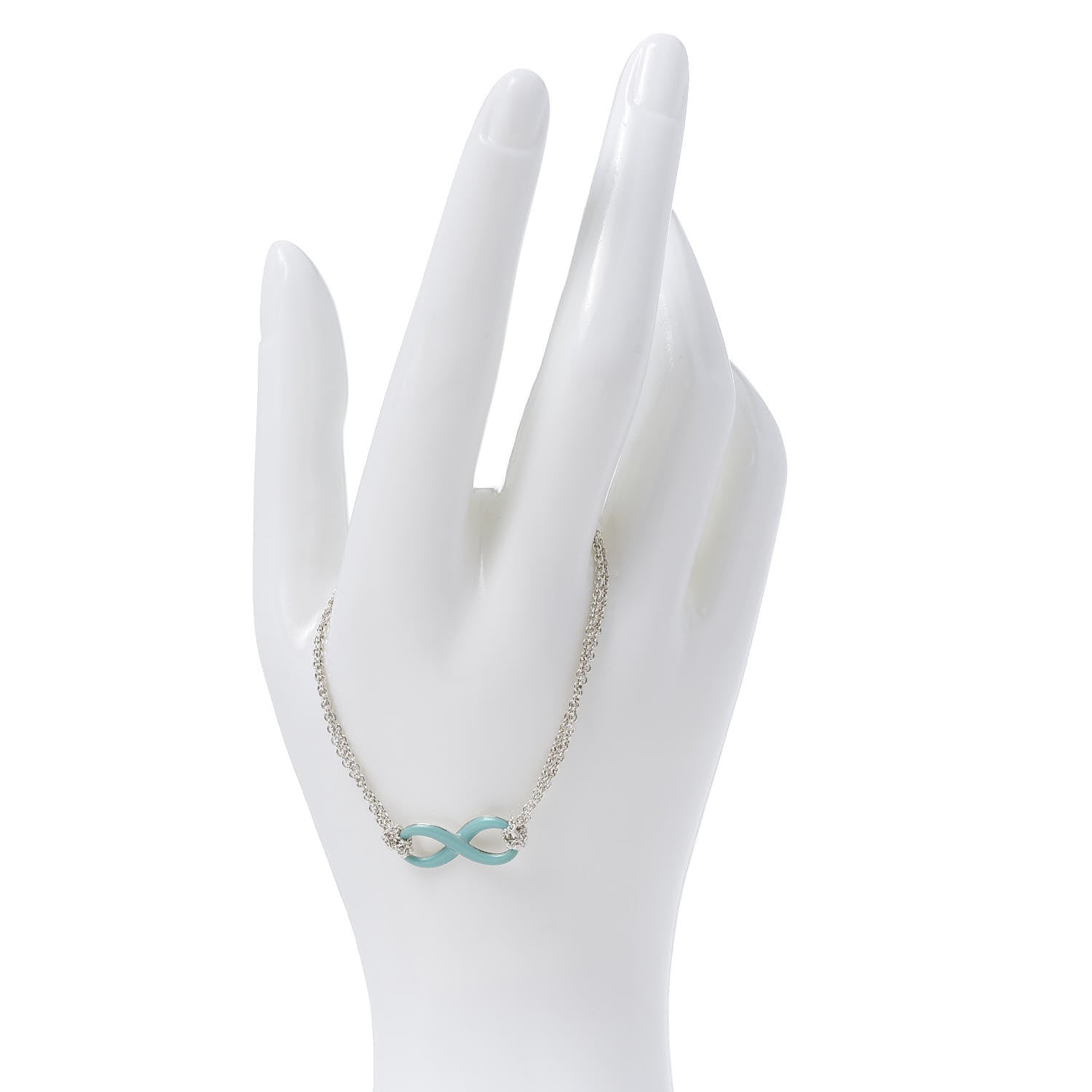 Tiffany Sterling Silver Enamel Infinity Bracelet Blue 2 of 6
