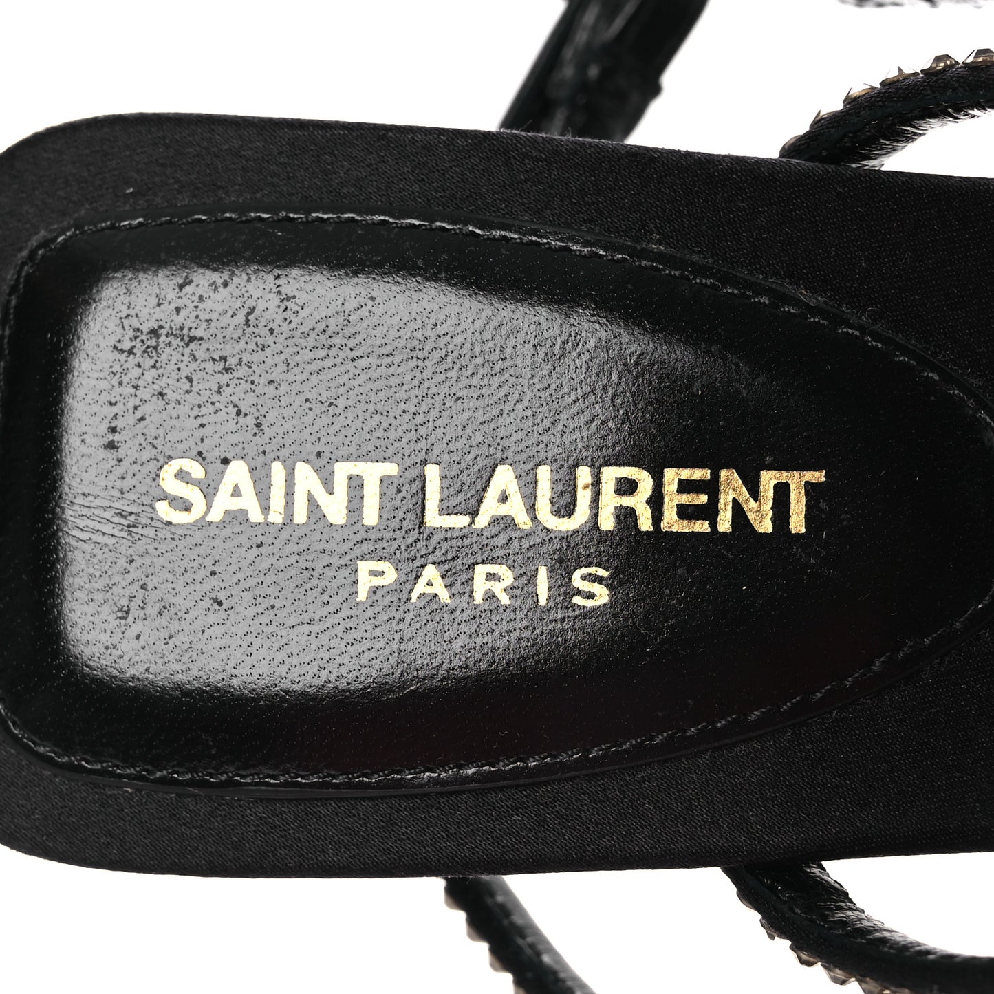 Crepe Satin Strass Baliqua 55 Ankle Strap Sandals 36.5 Black Greige