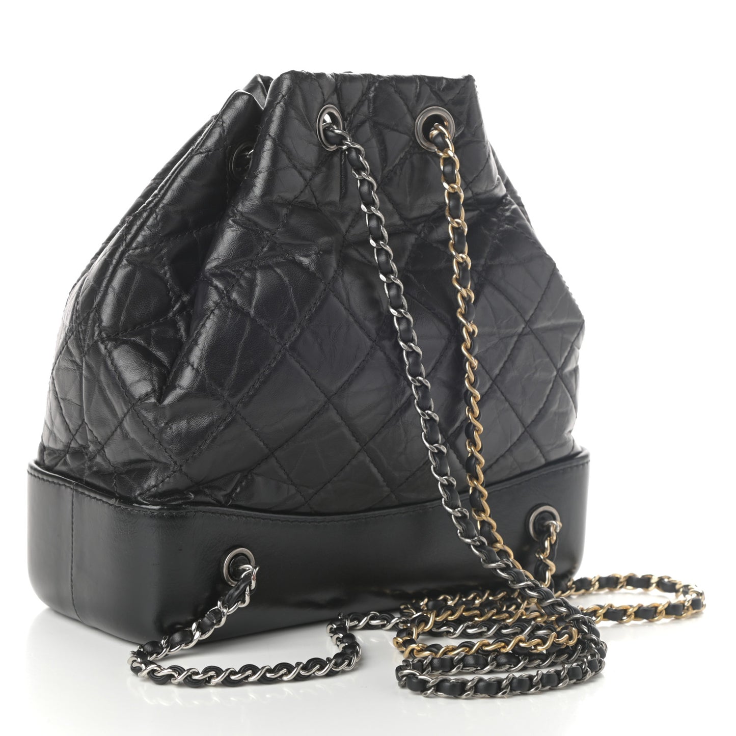 Aged Calfskin Quilted Small Gabrielle Backpack Black