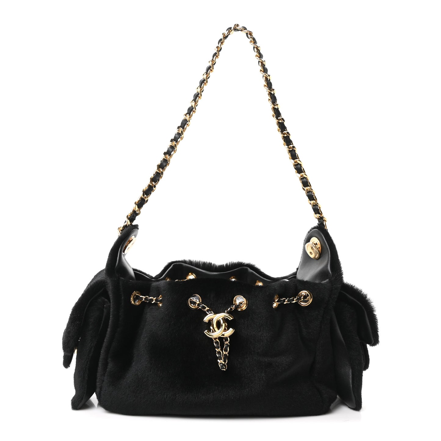 Pony Hair Mini Chanel 25 Handbag Black