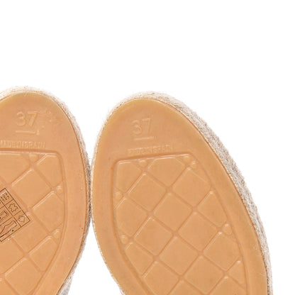 Chanel Linen CC Espadrilles 37 Beige Black 6 of 11