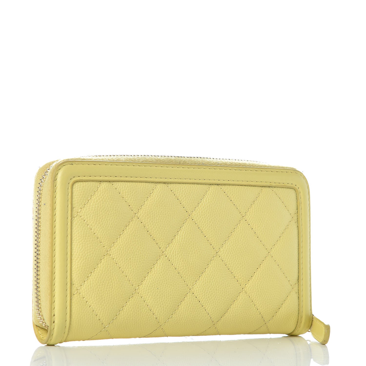 Chanel Caviar Quilted Medium Filigree Zip Around Wallet Yellow 3 of 10