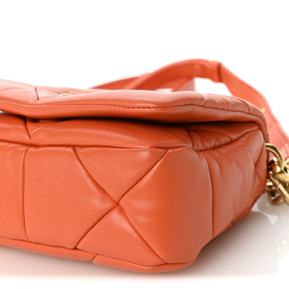Prada Nappa Metal Quilted Small Patchwork System Flap Bag Arancio 9 of 9