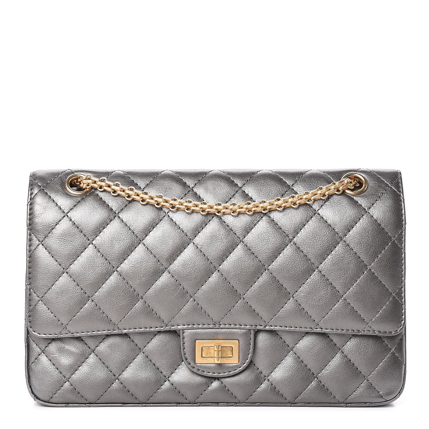 Chanel Metallic Calfskin Quilted 2.55 Reissue 226 Flap Charcoal 1 of 14