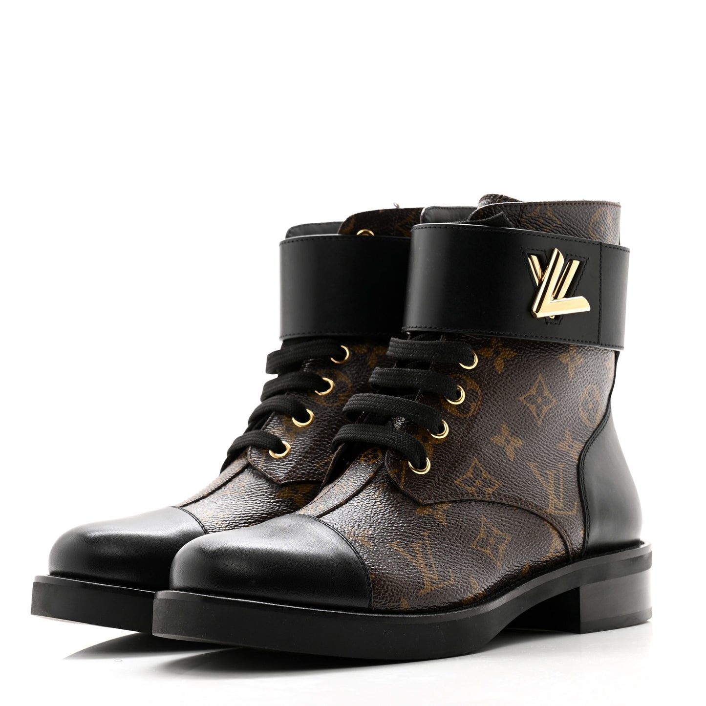Calfskin Monogram Wonderland Flat Ranger Boots 38 Black