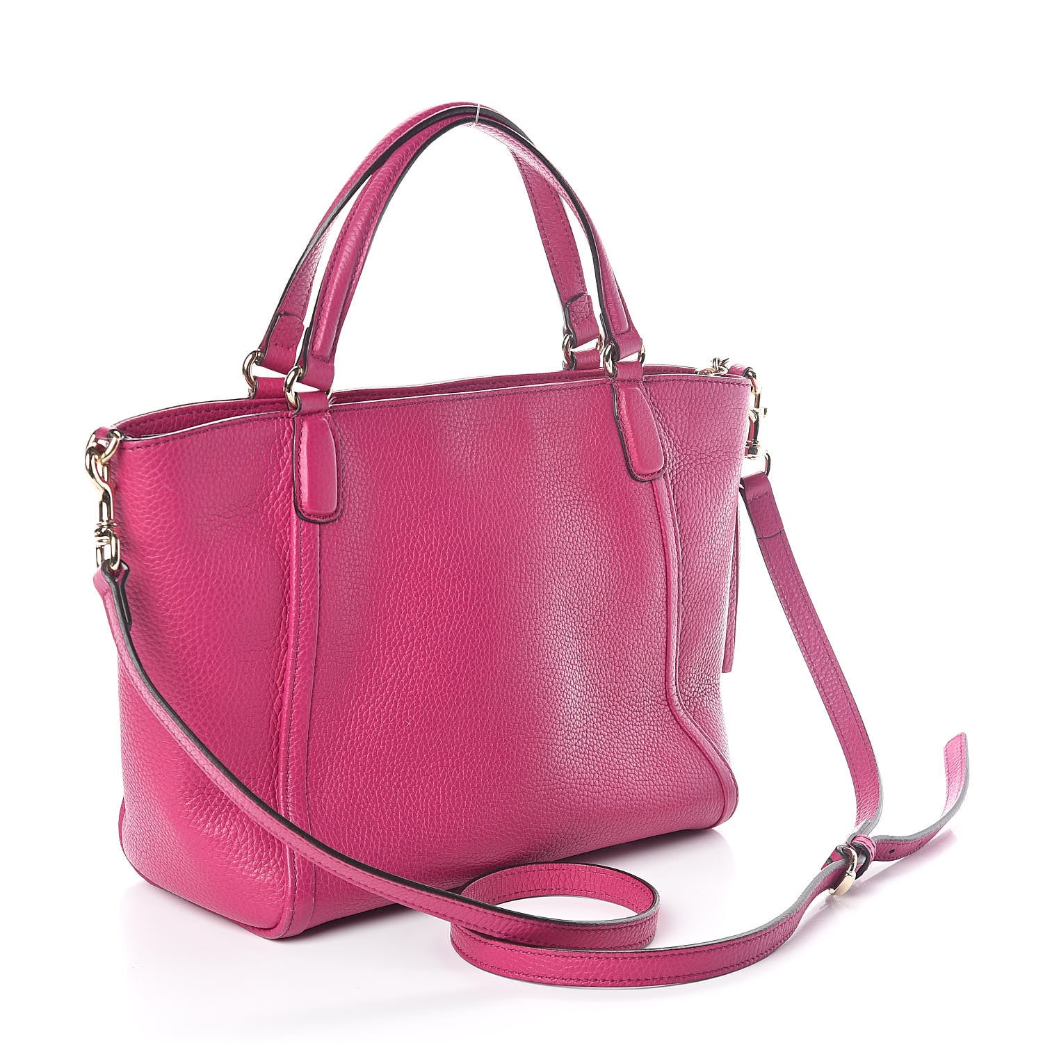 Gucci Pebbled Calfskin Small Soho Top Handle Bag Bright Bougainvillea 3 of 11