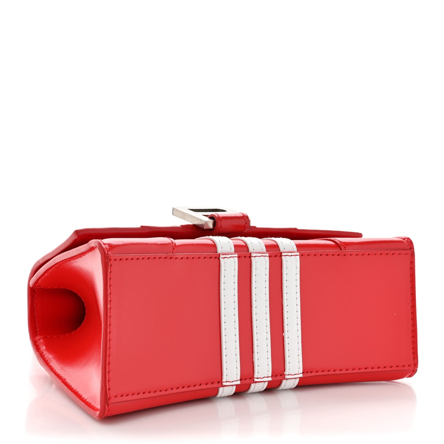 X ADIDAS Shiny Box Calfskin Hourglass Top Handle Bag XS Bright Red