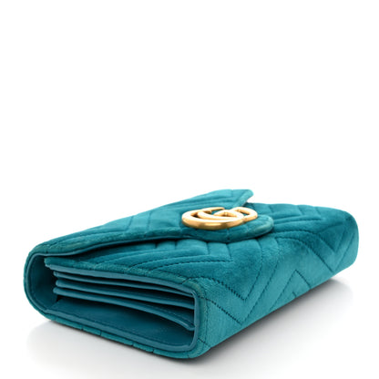 Gucci Velvet Matelasse GG Marmont Chain Wallet Pavone Cyan 4 of 11