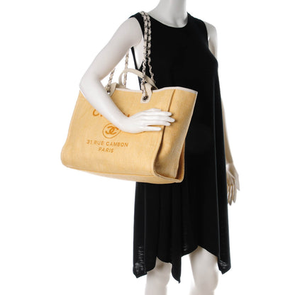 Chanel Woven Straw Raffia Large Deauville Tote Yellow 2 of 7