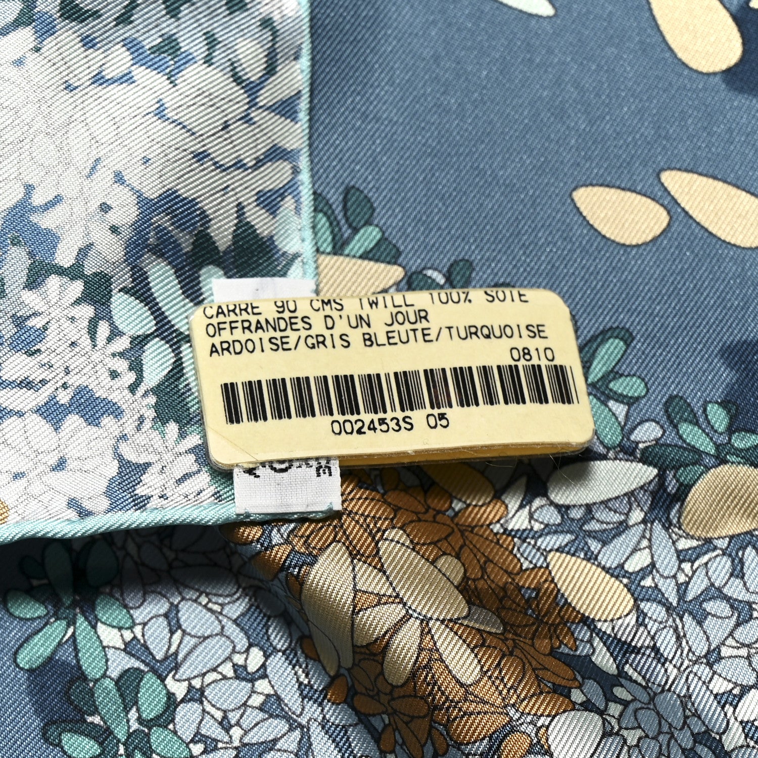 Hermes Silk Offrandes D'Un Jour Scarf 90 Ardoise Gris Bleute Turquoise 3 of 5