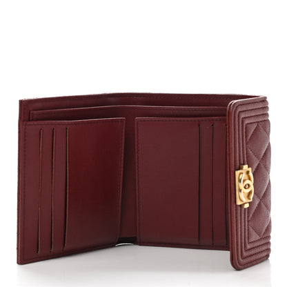 Chanel Caviar Quilted Compact Boy Wallet Burgundy 5 of 8