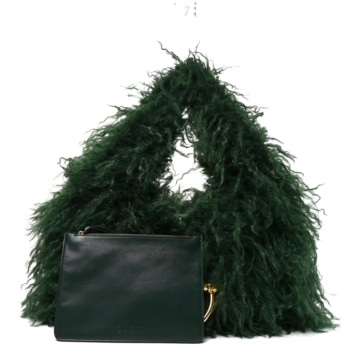 Faux Fur Softbit Shoulder Bag Green