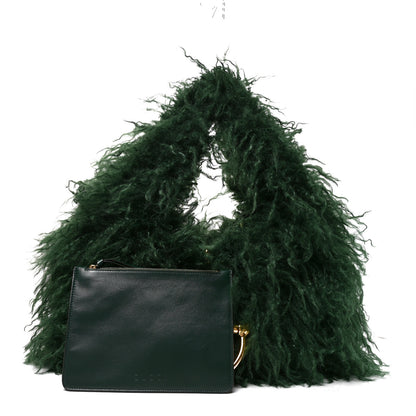 Gucci Faux Fur Softbit Shoulder Bag Green 3 of 11