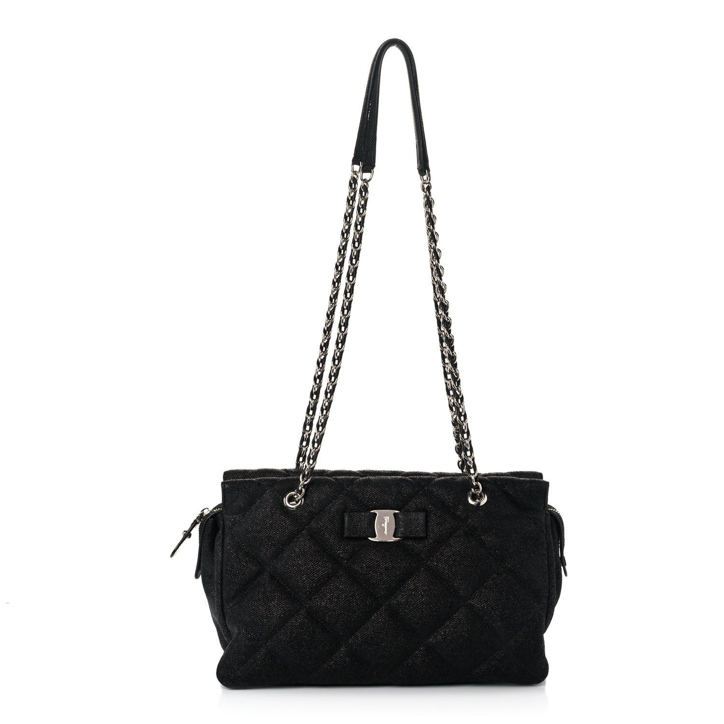 Canvas Melike Vara Bow Chain Tote Black