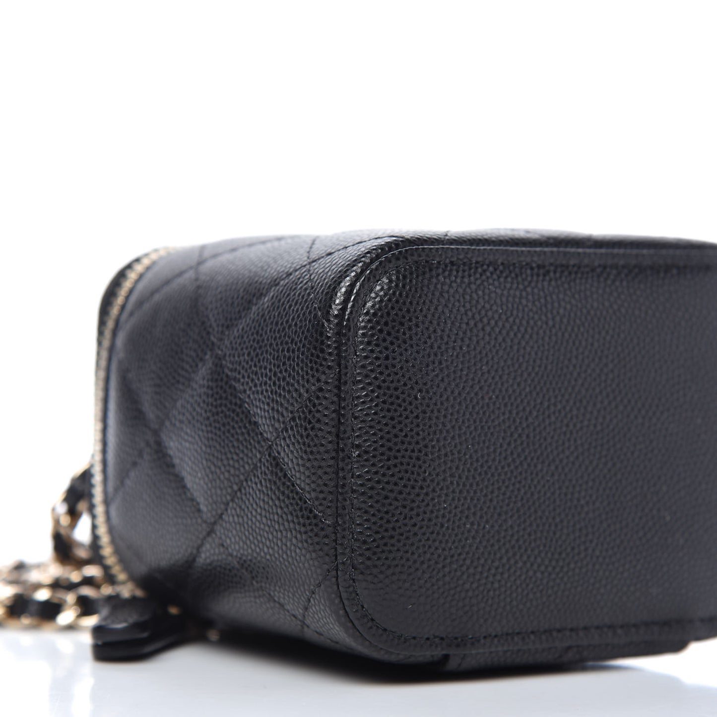 Caviar Quilted Mini Vanity Case With Chain Black