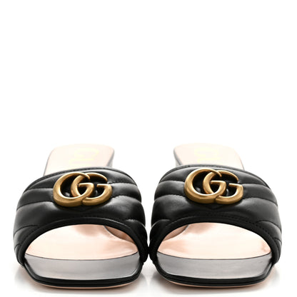 Gucci Nappa Matelasse GG Marmont 55mm Slide Sandals 39 Black 3 of 10
