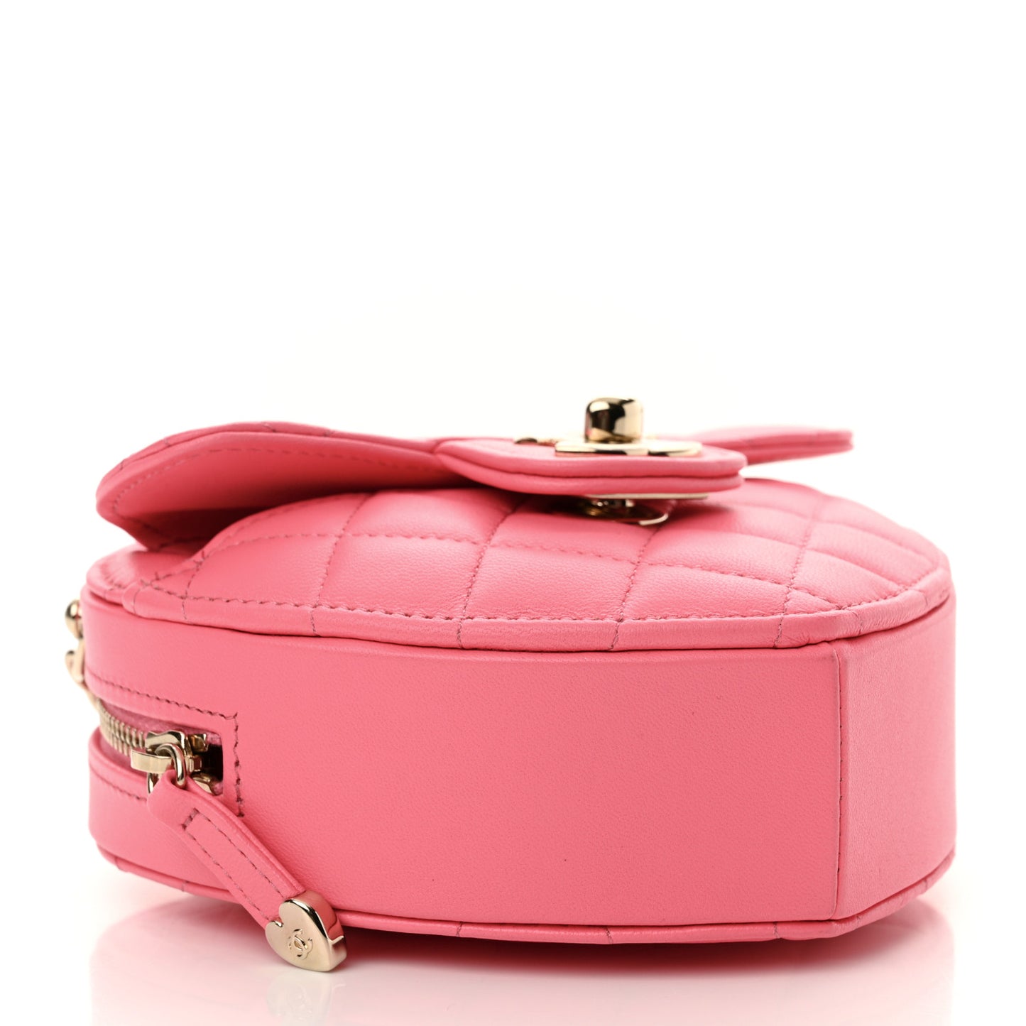 Lambskin Quilted CC In Love Heart Clutch With Chain Pink