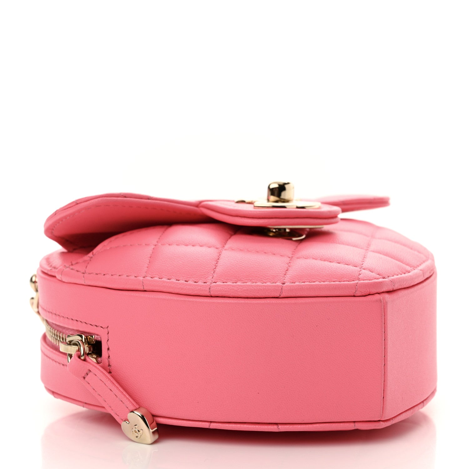 Chanel Lambskin Quilted CC In Love Heart Clutch With Chain Pink 3 of 9
