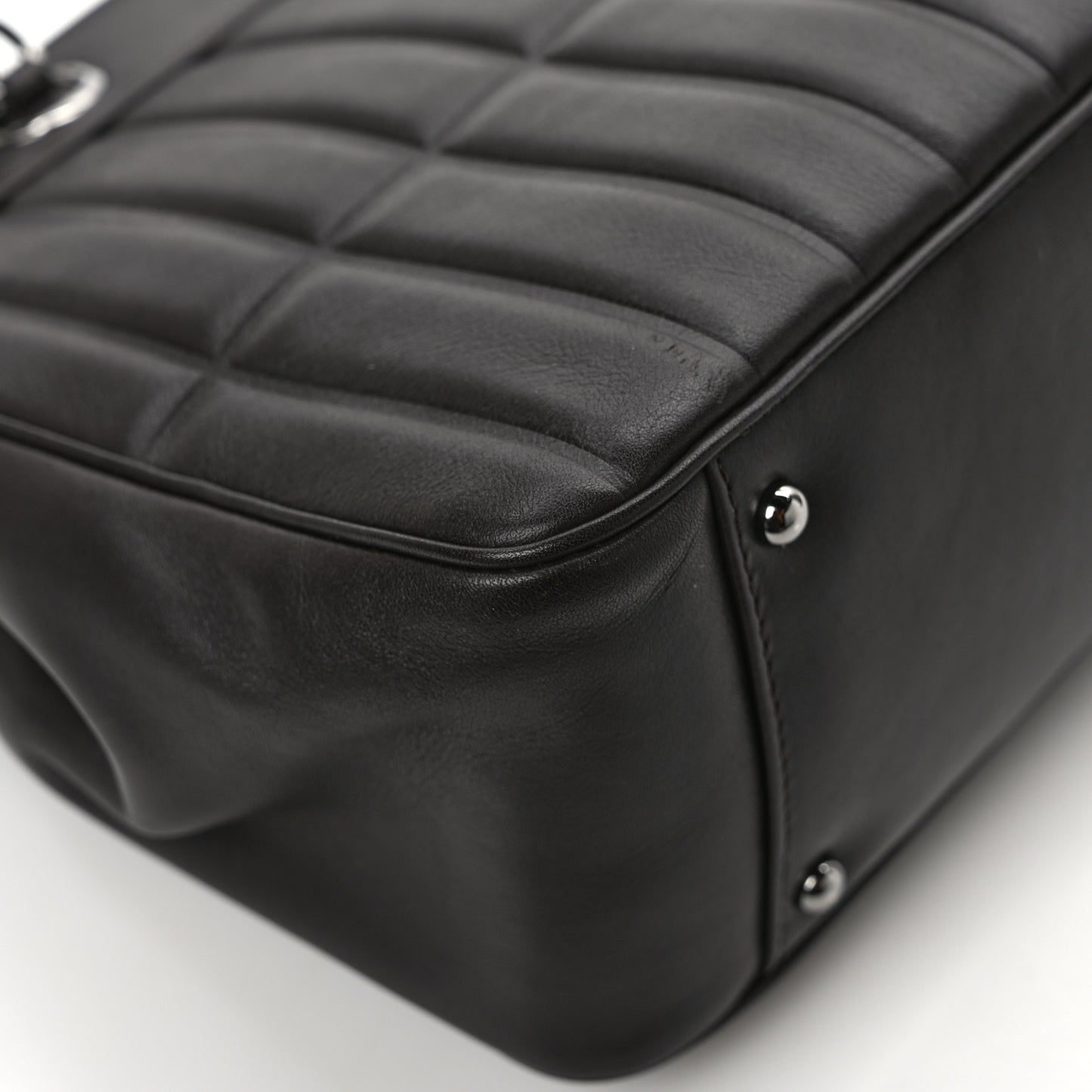 Calfskin Vertical Quilted Lax East West Shoulder Bag Dark Brown