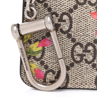 Gucci GG Supreme Monogram Blooms Key Ring Coin Case Beige Multicolor Dry Rose 7 of 11
