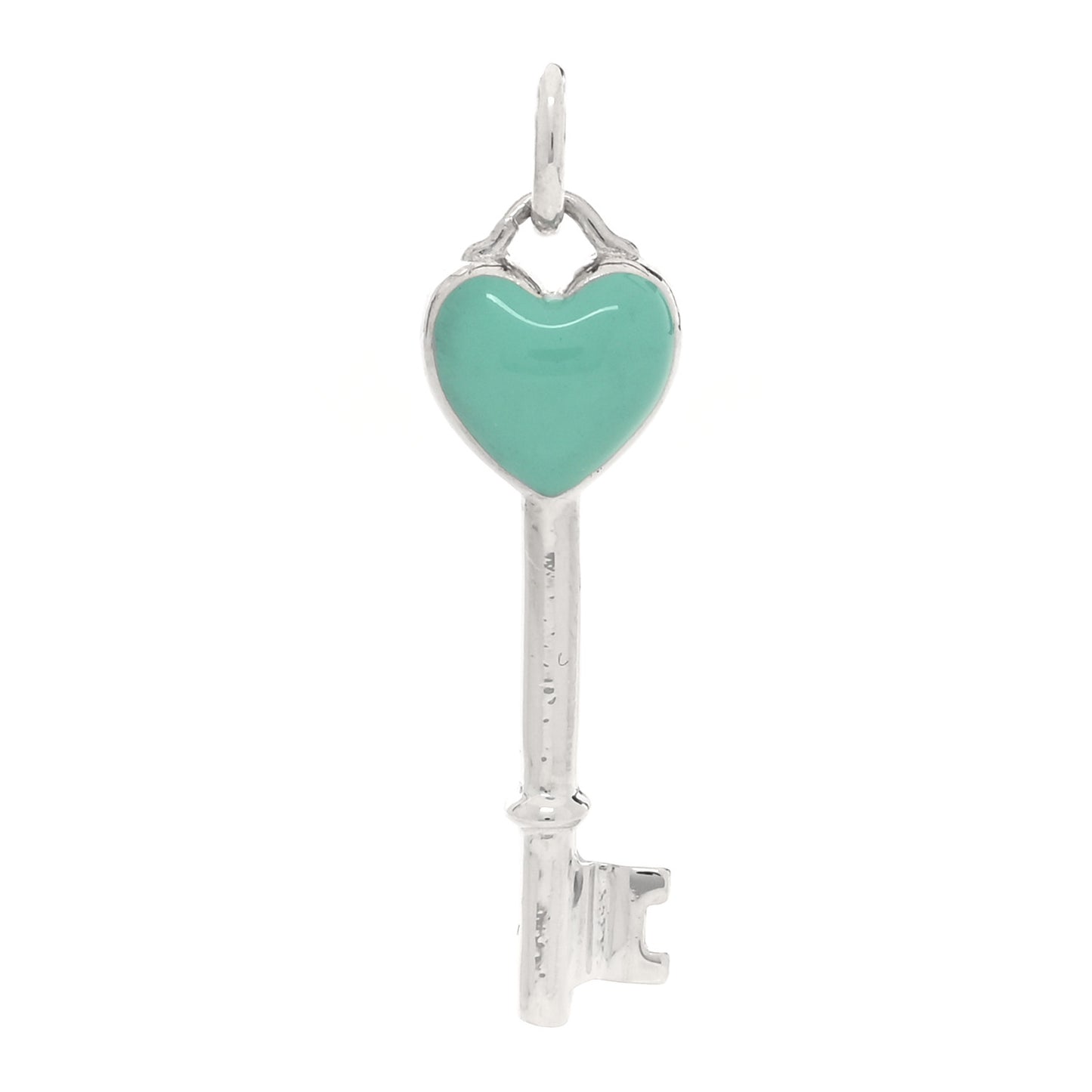 Sterling Silver Enamel Heart Key Pendant Blue