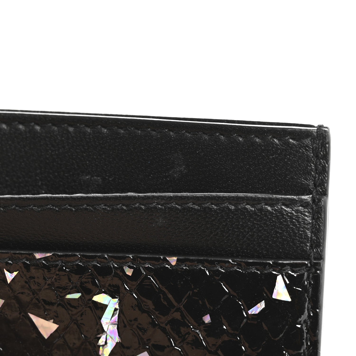 Saint Laurent Patent Snakeskin Glitter Monogram Credit Card Case Black 8 of 9