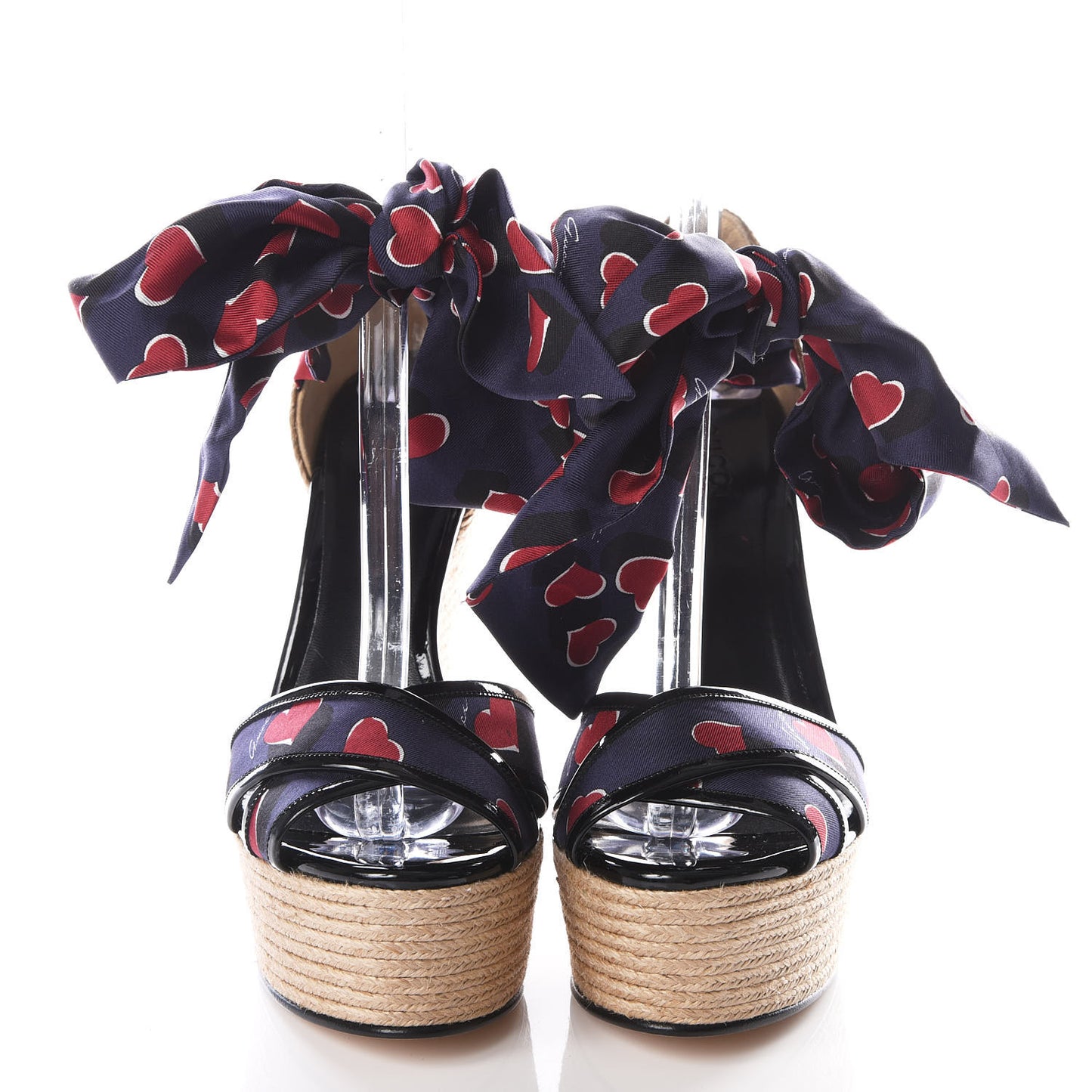 Satin Heartbeat Carolina Platform Wedges 38.5 Blue