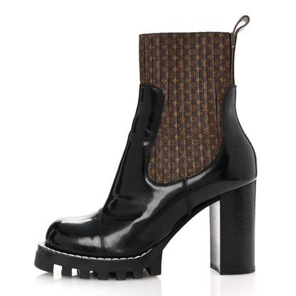 Louis Vuitton Patent Nano Monogram Ankle Star Trail Boots 37 Black 1 of 13