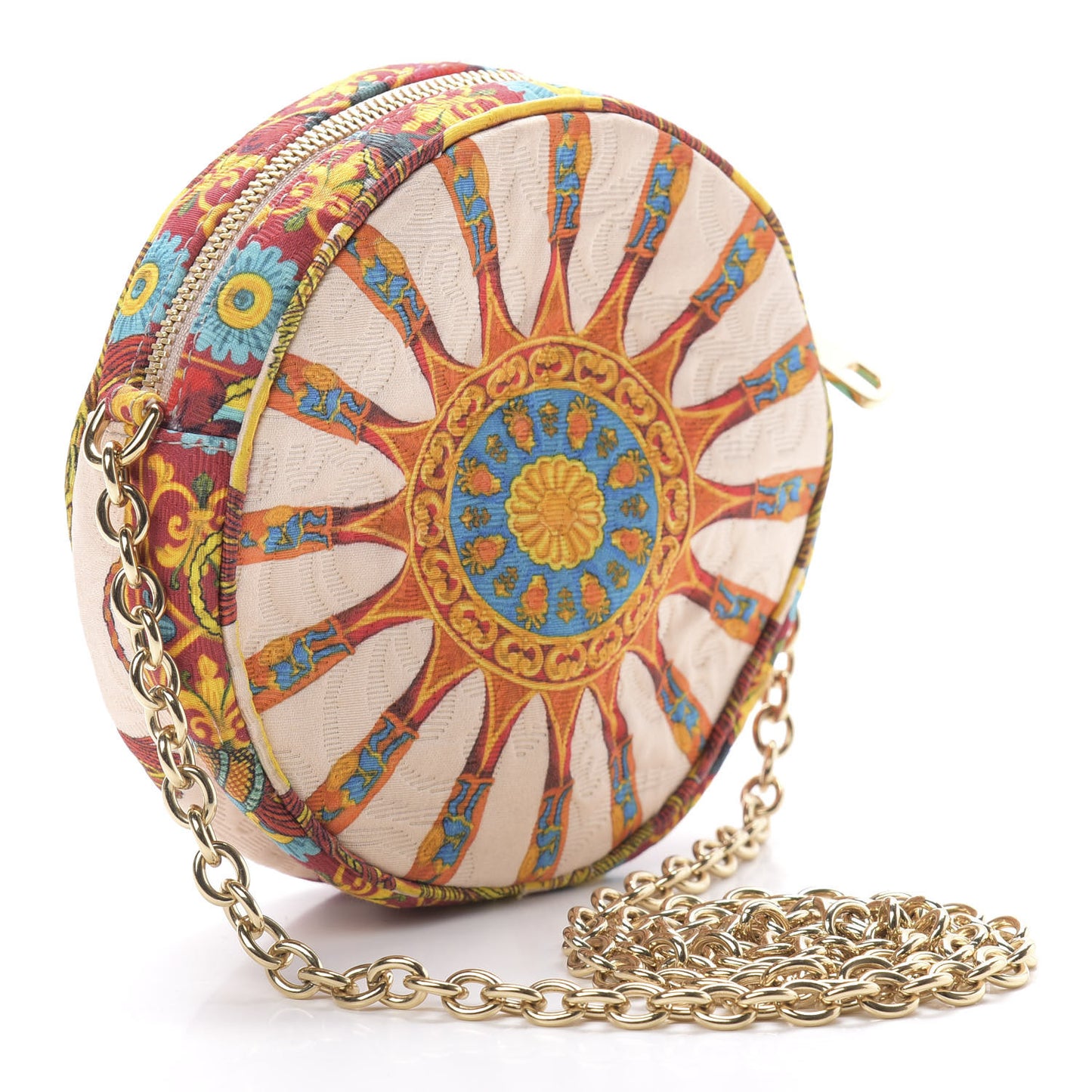 Fabric Floral Print Round Crossbody Multicolor