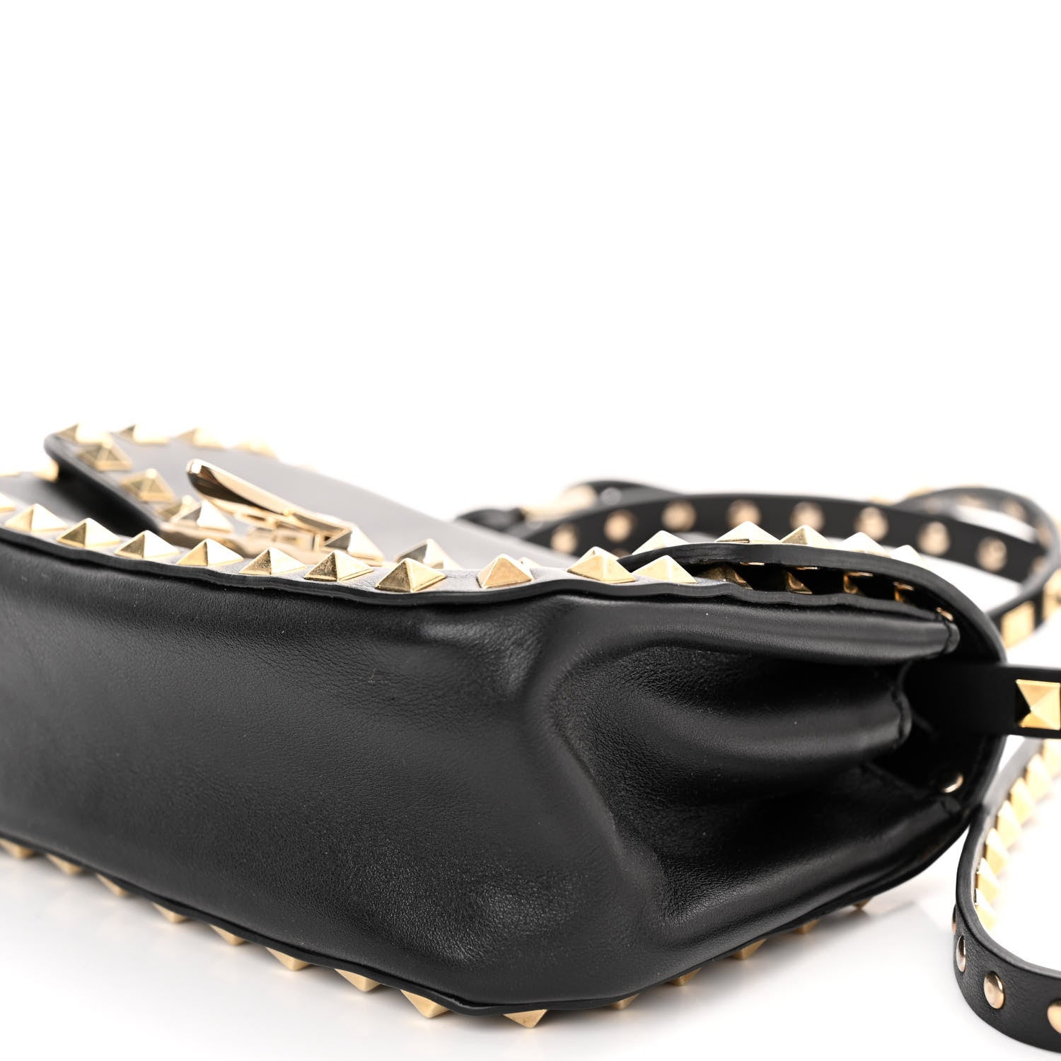Valentino Garavani Vitello Mini Rockstud Flap Saddle Crossbody Bag Black 9 of 9
