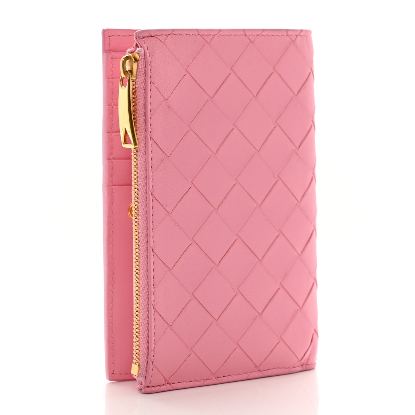 Nappa Intrecciato Cassette Bifold Zip Wallet Ribbon