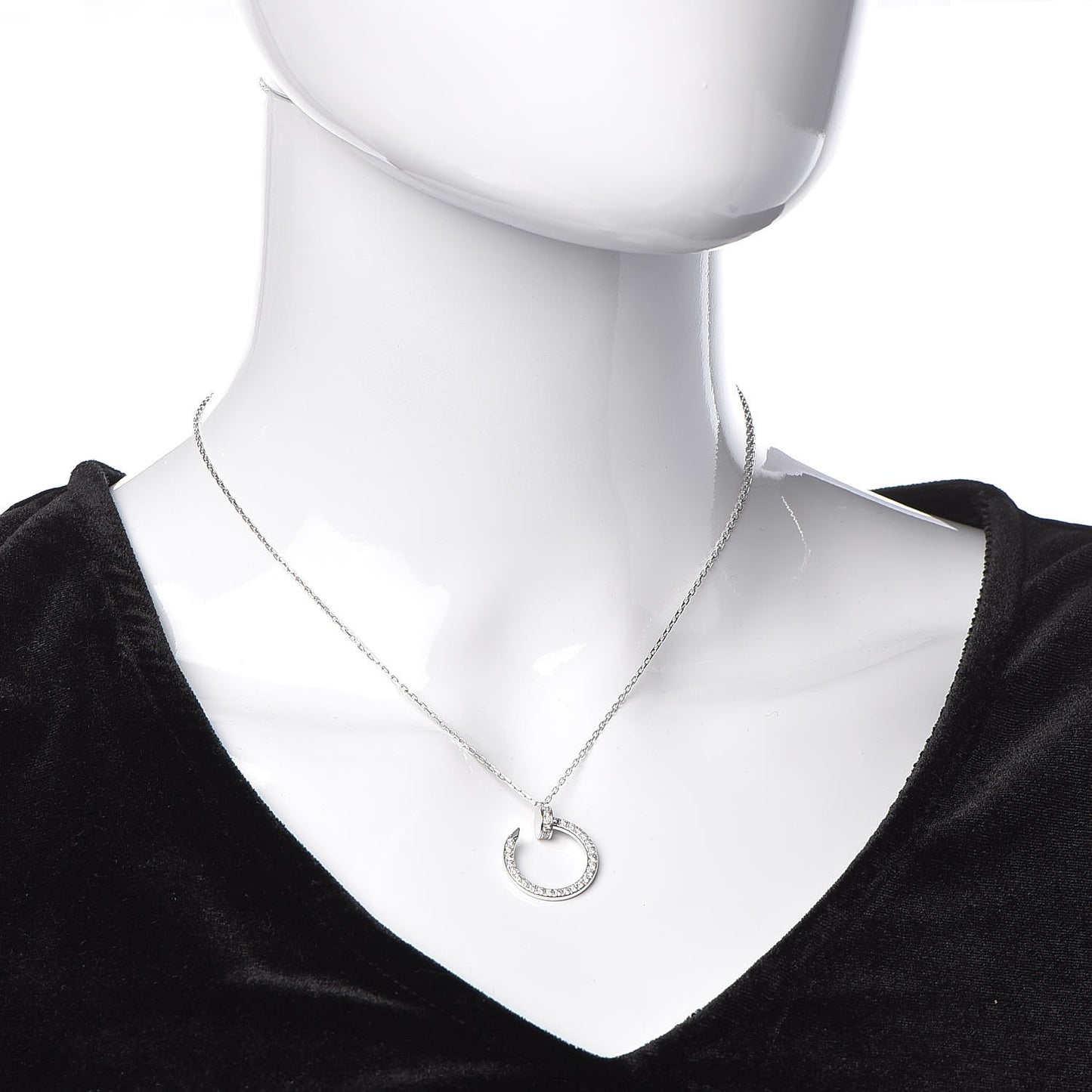 18K White Gold Diamond Juste Un Clou Paved Pendant Necklace