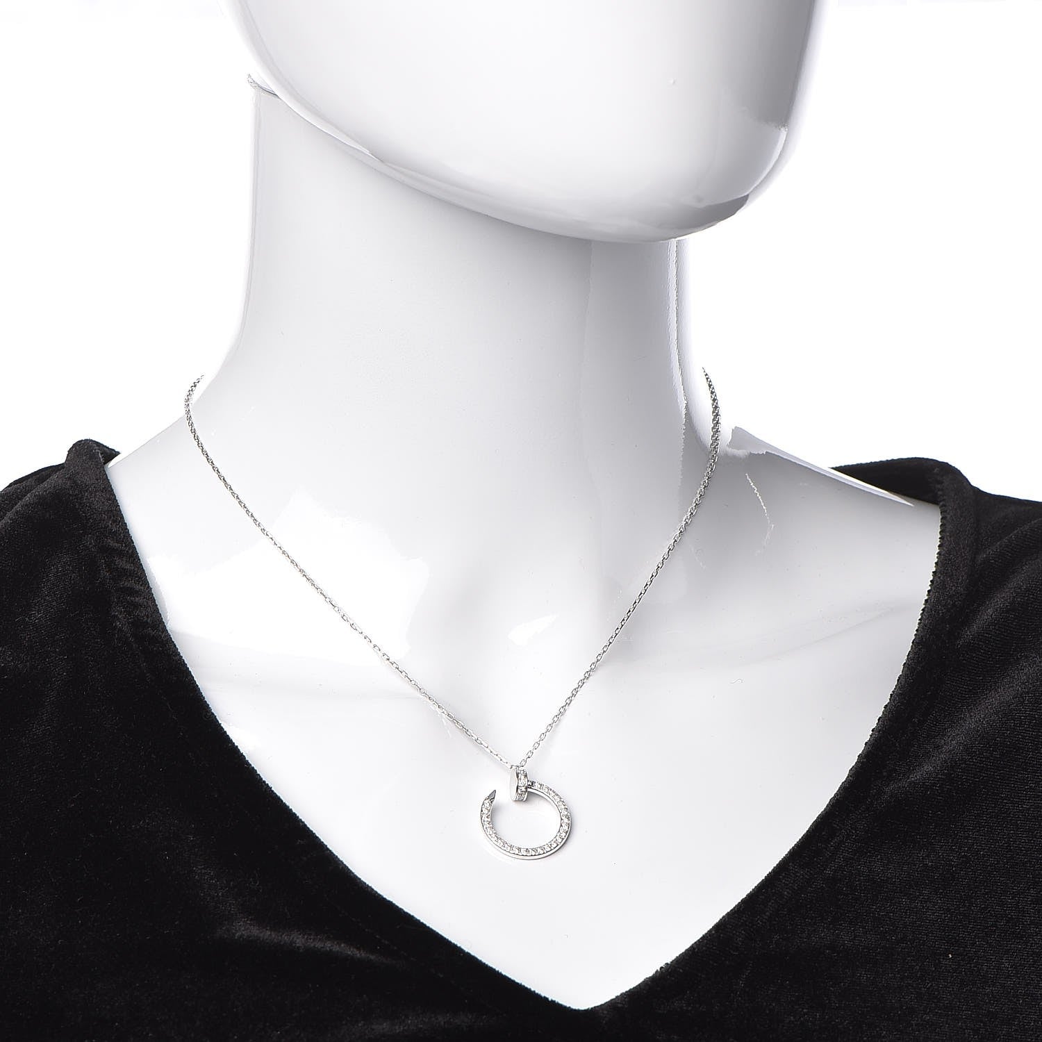 Cartier 18K White Gold Diamond Juste Un Clou Paved Pendant Necklace 2 of 7