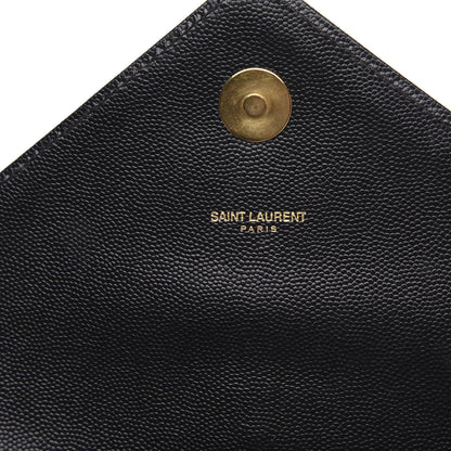 Saint Laurent Grain De Poudre Matelasse Chevron Large Monogram Satchel Black 5 of 9