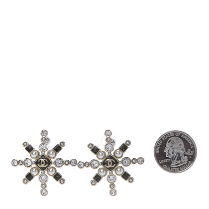 Chanel Crystal Pearl Star Glass Earrings Gold 2 of 5