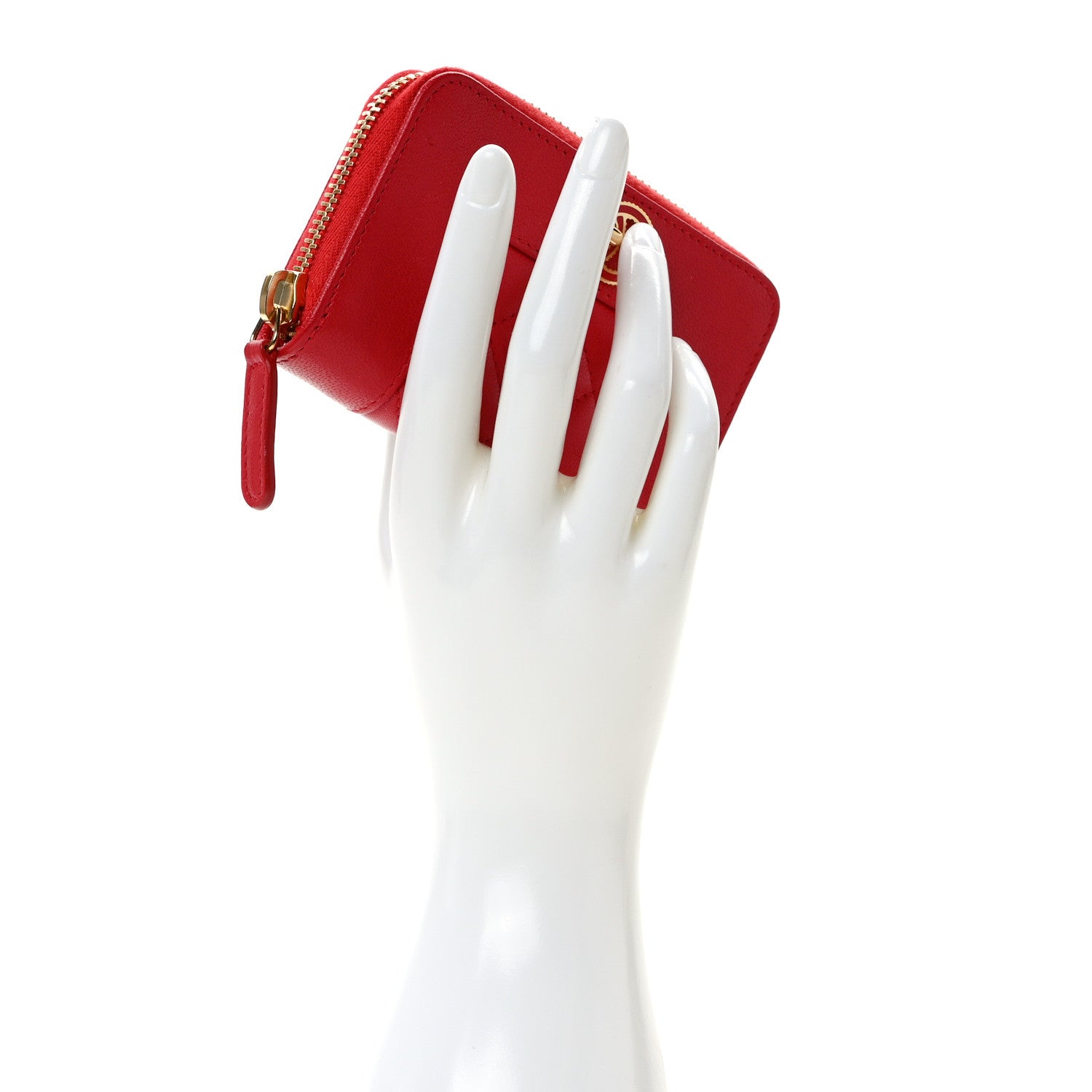 Chanel Sheepskin Quilted Mademoiselle Vintage Zip Coin Purse Red 2 of 8