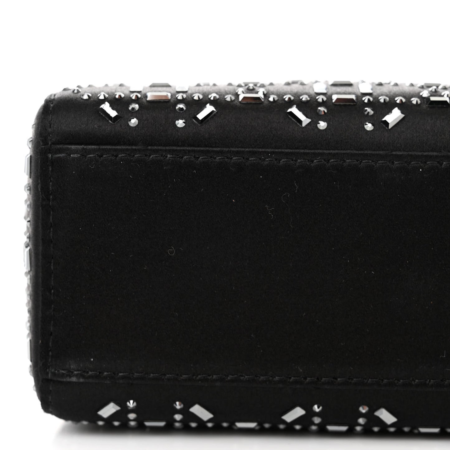 Satin Crystal Cannage Mini Lady Dior Black
