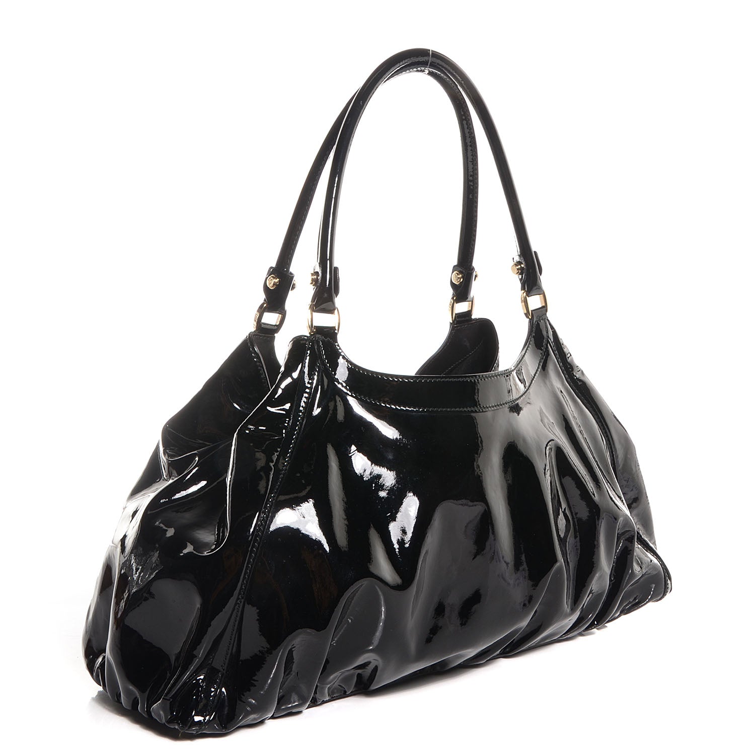 Gucci Patent D Gold Large Shoulder Bag Black 3 of 7