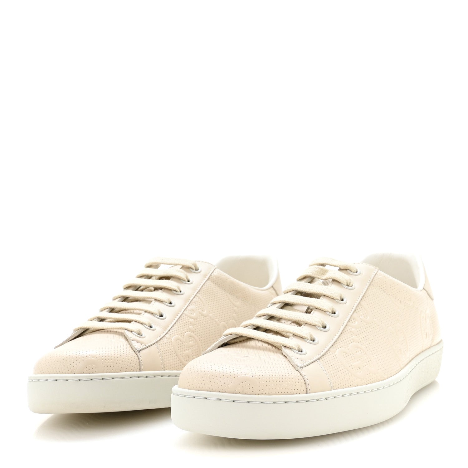 Gucci Calfskin GG Tennis Embossed Mens Ace Sneakers 8 Mystic White 4 of 9