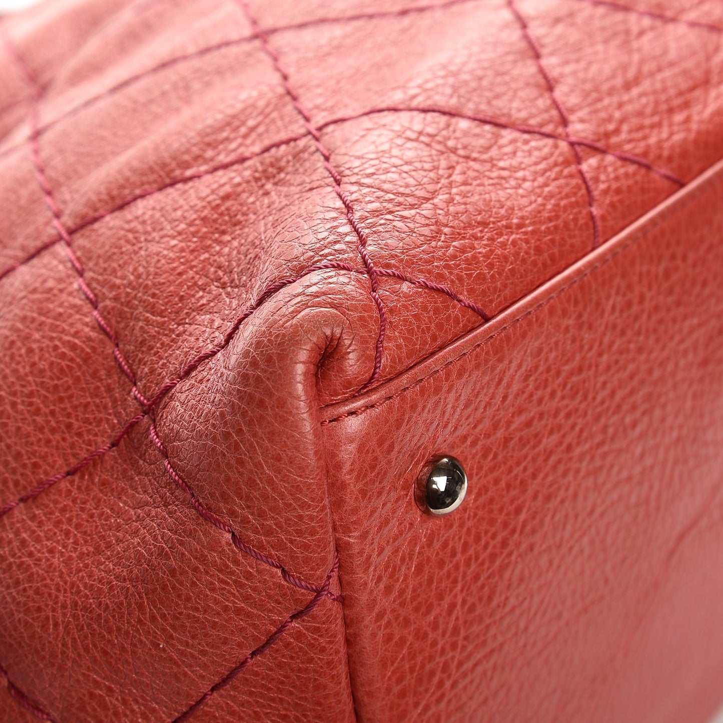Glazed Calfskin Large On The Road Tote Red