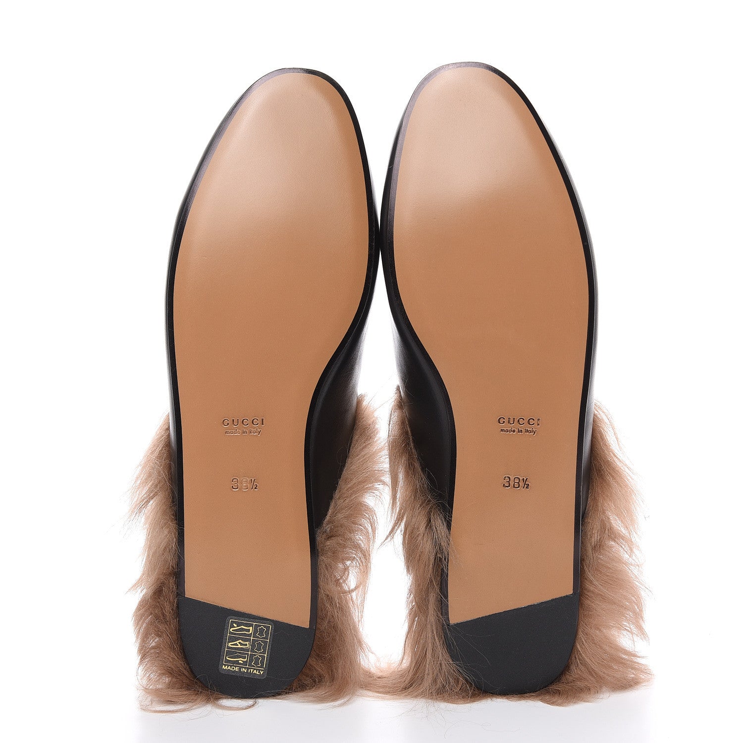 Gucci Calfskin Fur Womens Princetown Slippers 38.5 Black 5 of 8