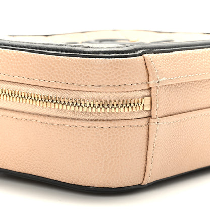 Chanel Caviar Quilted Small CC Filigree Vanity Case Beige Black 8 of 10