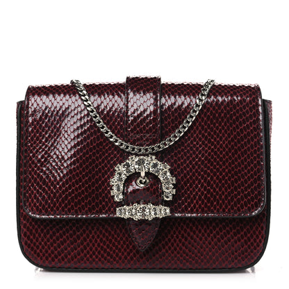 Jimmy Choo Calfskin Lizard Embossed Crystal Cheri Satchel Bordeaux 1 of 10