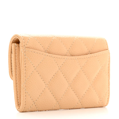Chanel Caviar Quilted Flap Card Holder Wallet Beige 3 of 9
