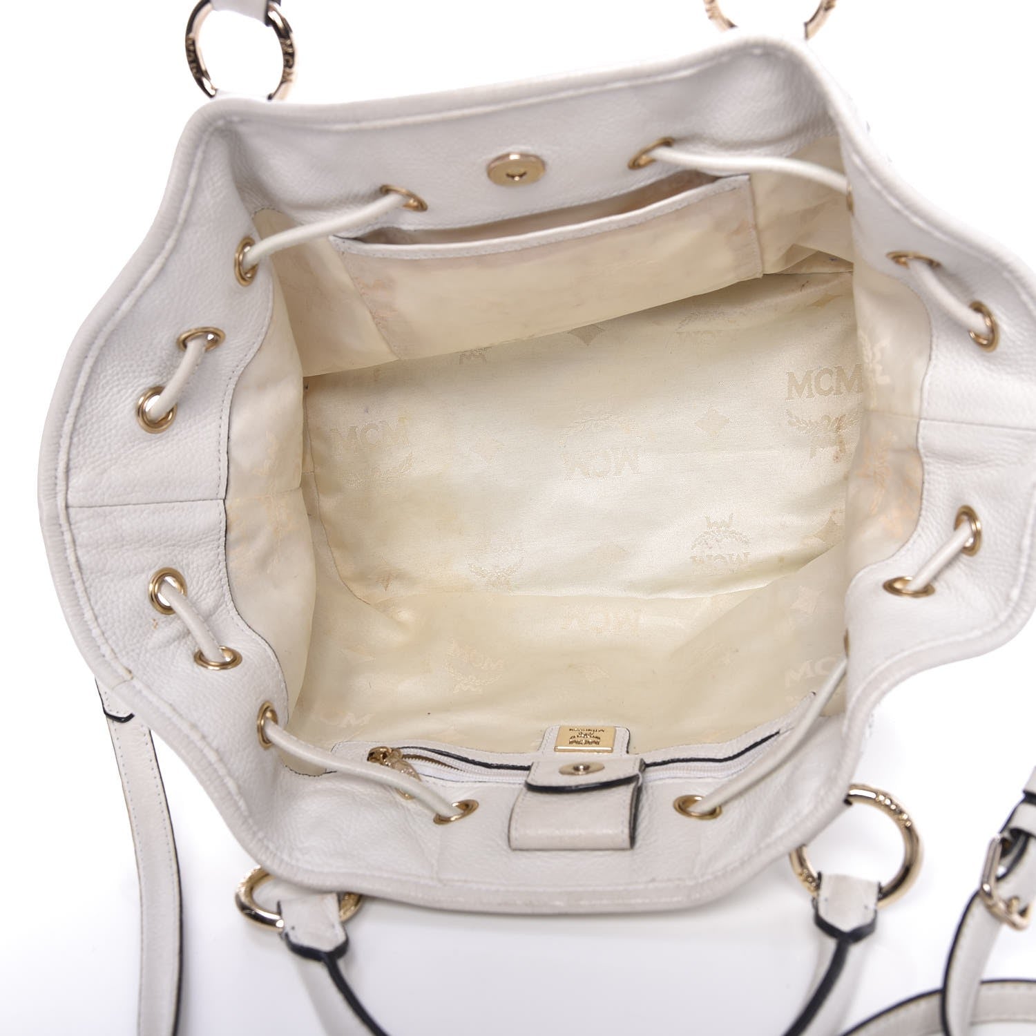 MCM Visetos Drawstring Bag White 6 of 21