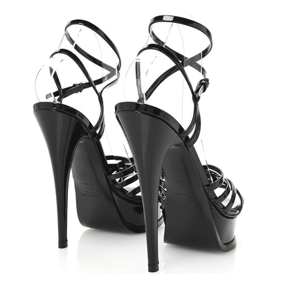 Saint Laurent Patent Platform Criss Cross Sandals 37 Black 5 of 8