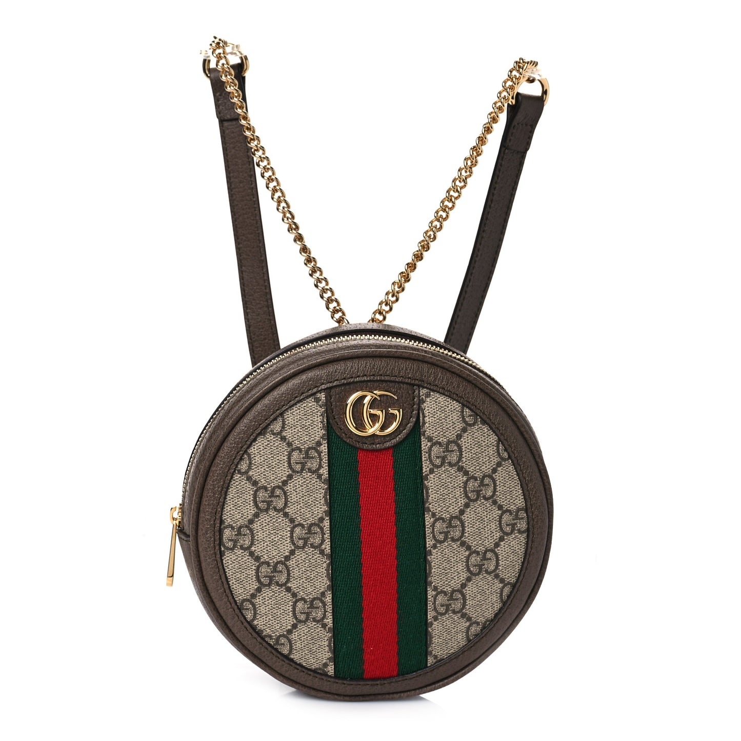 GG Supreme Monogram Web Mini Ophidia Round Backpack Brown