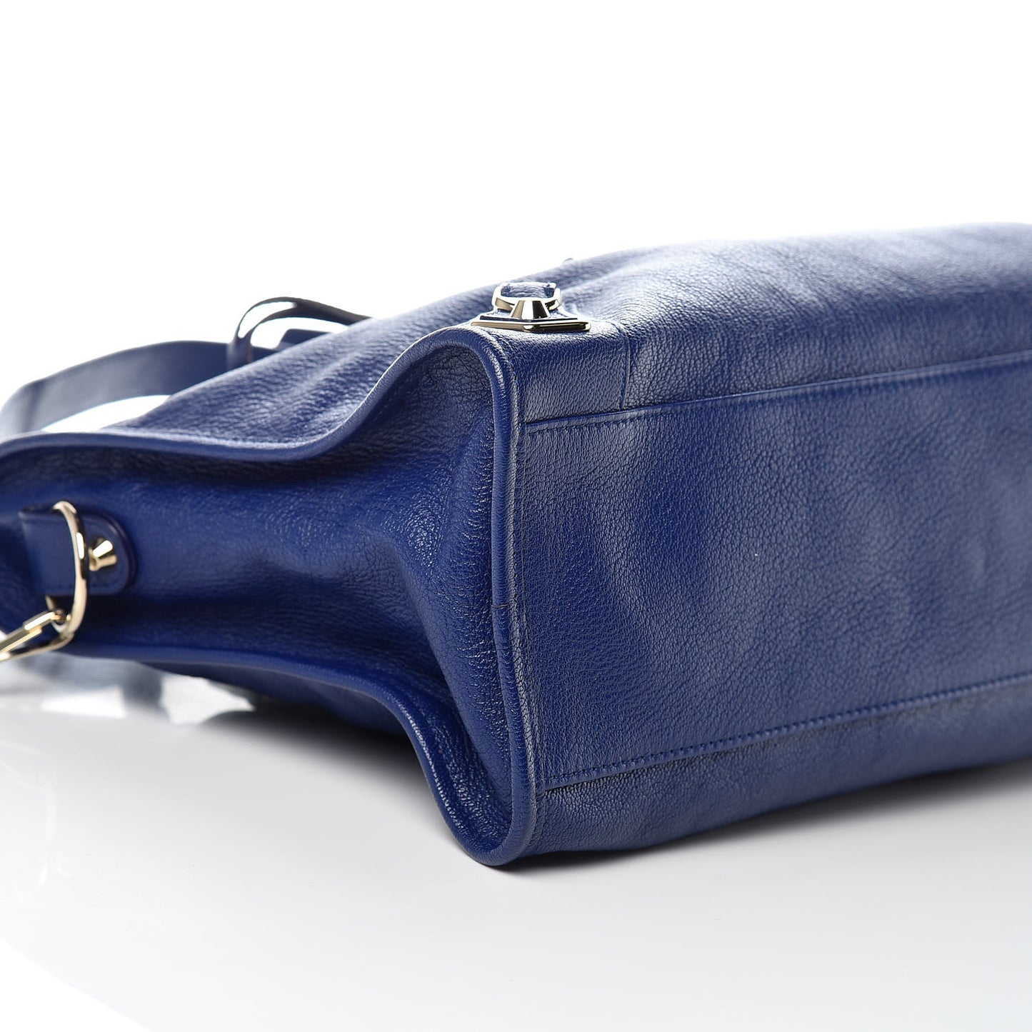 Chevre Gold Metallic Edge Hardware City Bleu Roi