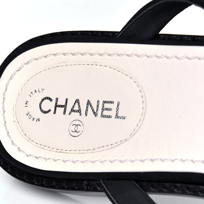 Chanel Suede Pearl Thong Sandals 37.5 Black 6 of 6