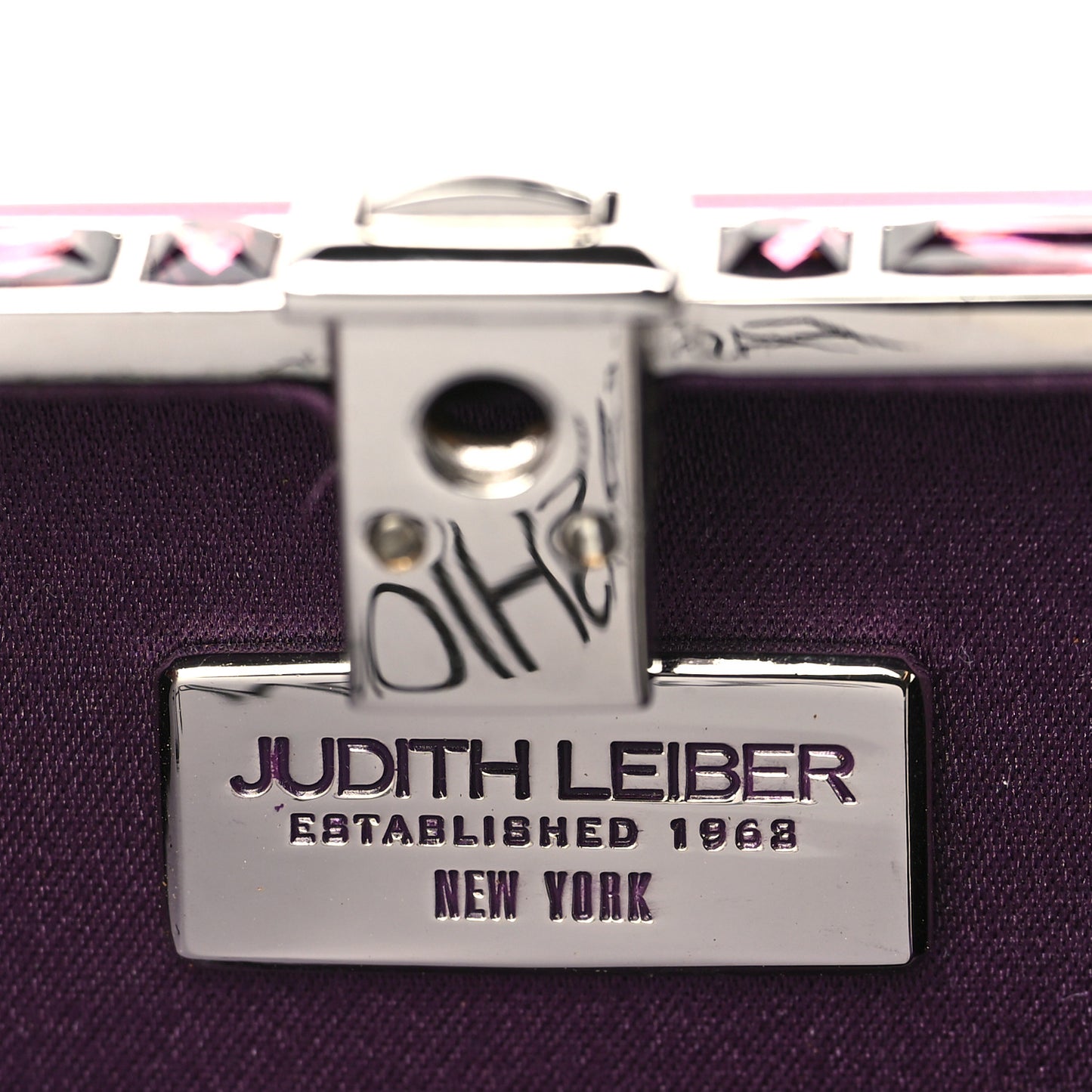 Metallic Calfskin Box Clutch With Chain Purple Silver
